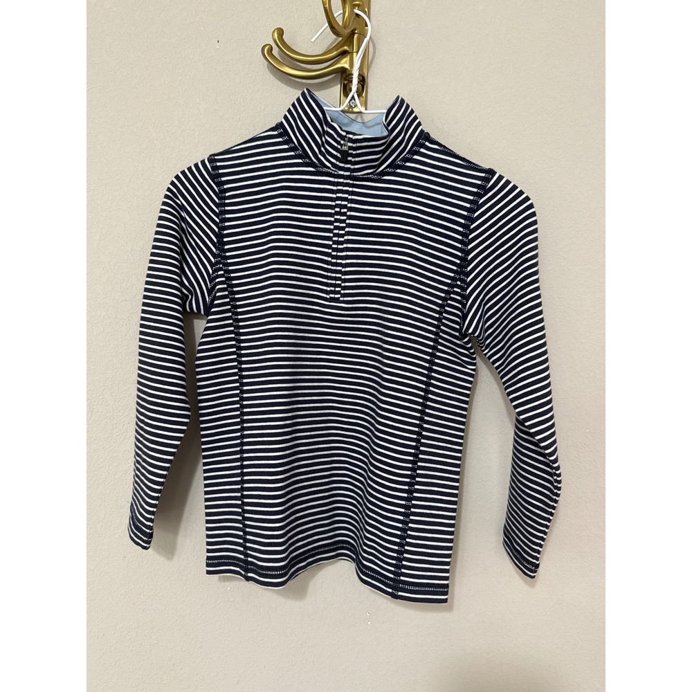 Crewcuts Performance Half Zip Pullover Kids Size S 6-7 Navy Blue White Striped
